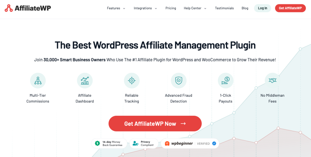 AffiliateWP's homepage